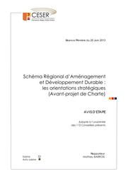 Schéma Régional d'Aménagement et de Développement Durable (SRADDT) Orientations stratégiques : avis d'étape. | BARROIS (Mathieu). Rapp.